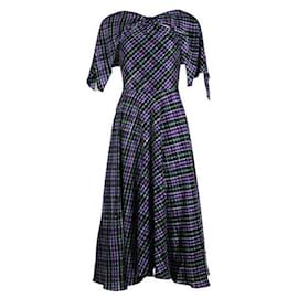 Autre Marque-Roksanda Ilincic Kleid mit Taschentuchärmeln in Violett und Grün-Mehrfarben