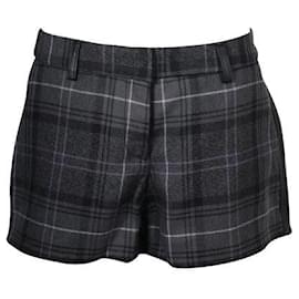 Vera Wang-Vera Wang Short preto tartan e couro-Preto