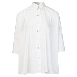 Maison Martin Margiela-Robe chemise en popeline de coton Maison Martin Margiela-Blanc