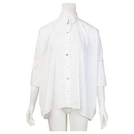 Maison Martin Margiela-Robe chemise en popeline de coton Maison Martin Margiela-Blanc