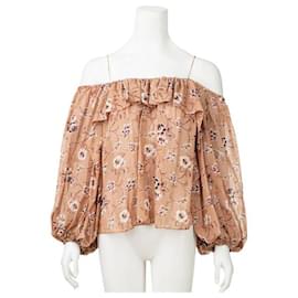Autre Marque-Blusa floral de ombro frio de designer contemporâneo-Multicor