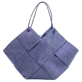 Bottega Veneta-Bottega Veneta Lilac Suede Intercciato Tote Bag-Purple