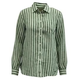 Autre Marque-DESIGNER CONTEMPORANEO Camicia in lino a righe verdi-Verde