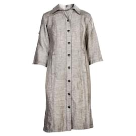Autre Marque-ZEITGENÖSSISCHES DESIGNER-Kleid aus grauem Leinen-Grau