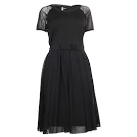 Autre Marque-CONTEMPORARY DESIGNER Black Dress With Tulle Yoke-Black
