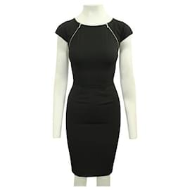 Autre Marque-CONTEMPORARY DESIGNER Black Dress with Silver Zippers-Black