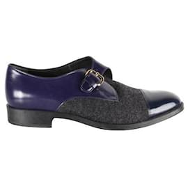 Tod's-TOD'S Navy Felt and Leather Monk strap-Navy blue