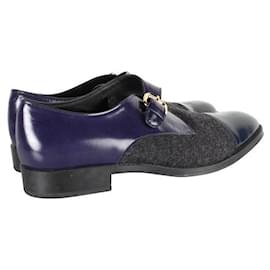 Tod's-TOD'S Navy Felt and Leather Monk strap-Navy blue