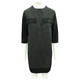 Marni-Marni Vestido recto negro con bolsillos delanteros-Negro