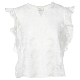 Sandro-SANDRO – Transparente Bluse mit Blumenstickerei-Weiß