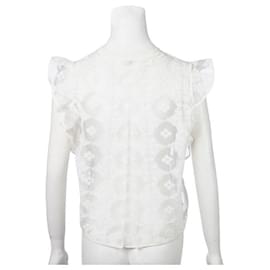 Sandro-SANDRO Embroidered Floral Sheer Blouse-White