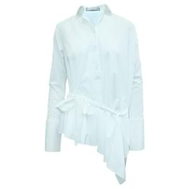 Autre Marque-CONTEMPORARY DESIGNER White Poplin Shirt with Belt-White
