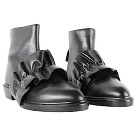 Msgm-Msgm Stivali con caviglia piatta in pelle nera-Nero