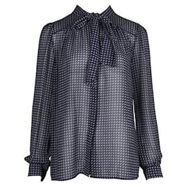 Michael Kors-Michael Michael Kors Blue Sheer Shirt with Front Tie-Blue