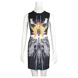 Autre Marque-Vestido de neoprene com estampa de águia multicor de designer contemporâneo-Multicor