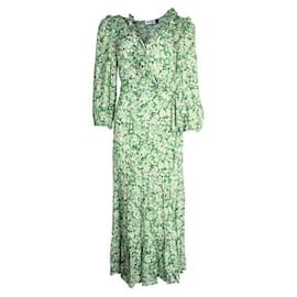 Autre Marque-Green Floral Wrap Dress-Green