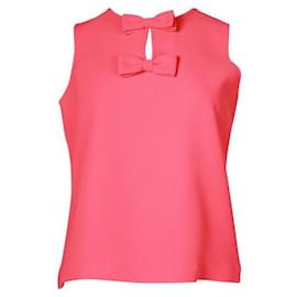 Kate Spade-Fluro Pink Sleeveless Top with Front Bows-Pink
