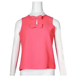 Kate Spade-Fluro Pink Sleeveless Top with Front Bows-Pink