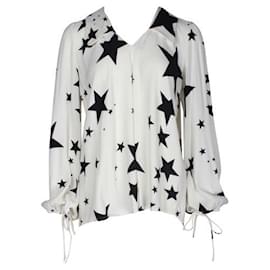 Autre Marque-Weiße Bluse mit schwarzem Sternenprint-Mehrfarben
