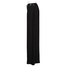 Elizabeth And James-Pantalon large noir avec ceinture brillante-Noir
