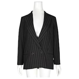 Ganni-Blazer extragrande negro con rayas blancas-Negro