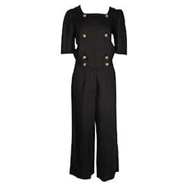 Autre Marque-LISA MARIE FERNANDEZ Black Linen Jumpsuit-Black