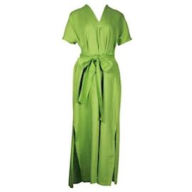 Autre Marque-LISA MARIE FERNANDEZ A-Linien-Kleid aus grasgrünem Leinen-Grün