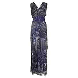 Camilla-Navy Blue Printed Panelled Jumpsuit-Navy blue