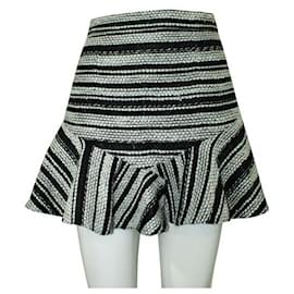 Autre Marque-CONTEMPORARY DESIGNER Black and White Tweed Mini Skirt-Black
