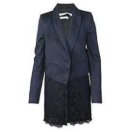 Givenchy-GIVENCHY Abrigo largo de encaje tipo blazer-Negro