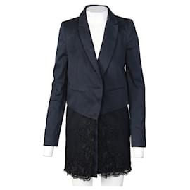 Givenchy-GIVENCHY Abrigo largo de encaje tipo blazer-Negro