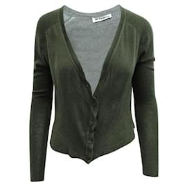 Autre Marque-CONTEMPORARY DESIGNER Olive Green Short Cashmere Blend Cardigan-Green