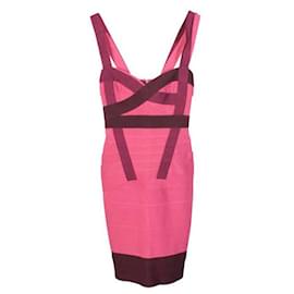 Herve Leger-HERVE LEGER Pink Shades Bandage Dress-Pink