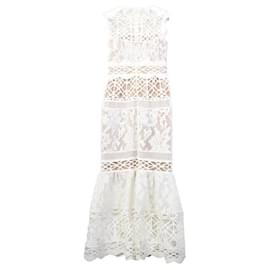 Autre Marque-MONIQUE LHUILLIER Lace Midi Dress-White