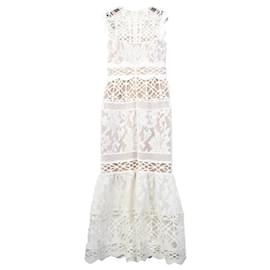 Autre Marque-MONIQUE LHUILLIER Lace Midi Dress-White