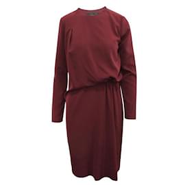 Autre Marque-ZEITGENÖSSISCHES DESIGNER-Kleid mit Drapierungseffekt-Bordeaux