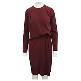 Autre Marque-CONTEMPORARY DESIGNER Dress with Drape Effect-Dark red