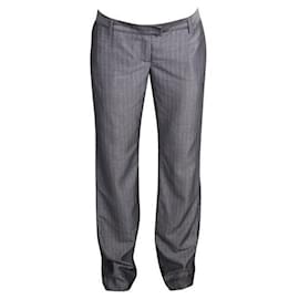 Autre Marque-CONTEMPORARY DESIGNER Grey Pants With Pastel Pink Stripes-Grey