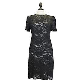 Dolce & Gabbana-DOLCE & GABBANA Vestido de renda floral preto-Multicor