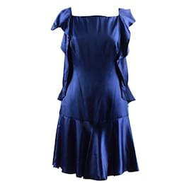 Autre Marque-DISEÑADOR CONTEMPORÁNEO Vestido de satén Karen Millen-Azul