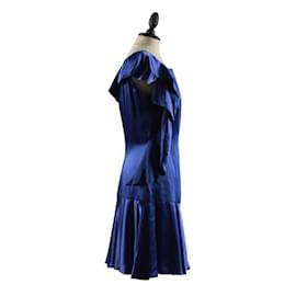Autre Marque-CONTEMPORARY DESIGNER Karen Millen Satin Dress-Blue