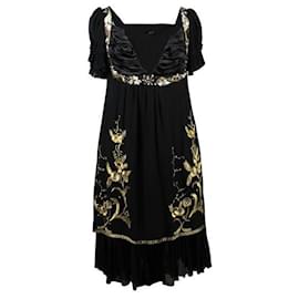 Anna Sui-ANNA SUI Vestido de seda preto-Preto