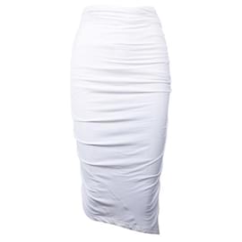 Donna Karan-DONNA KARAN Jupe drapée blanche-Blanc