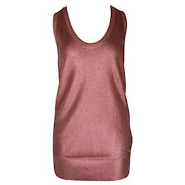 Gucci-Top Gucci in maglia metallizzata rosa e beige-Rosa