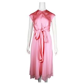 Sandro-Sandro Pink Pleated Maxi Dress-Pink