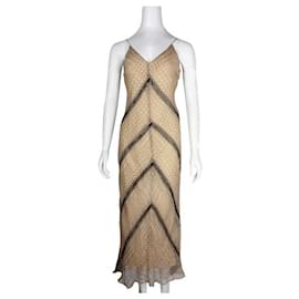 Autre Marque-Contemporary Designer Silk Brown Ruched Dress-Brown