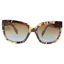 Prada-Prada gafas de sol de carey marrón y azul-Castaño