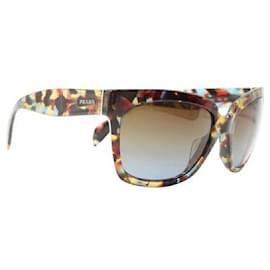 Prada-Prada gafas de sol de carey marrón y azul-Castaño