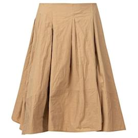 Donna Karan-Donna Karan Ruched Accented Bubble Skirt-Khaki