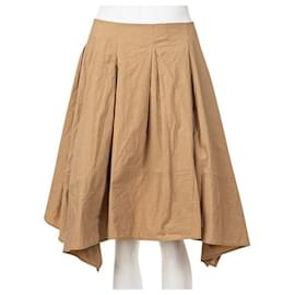 Donna Karan-Donna Karan Ruched Accented Bubble Skirt-Khaki
